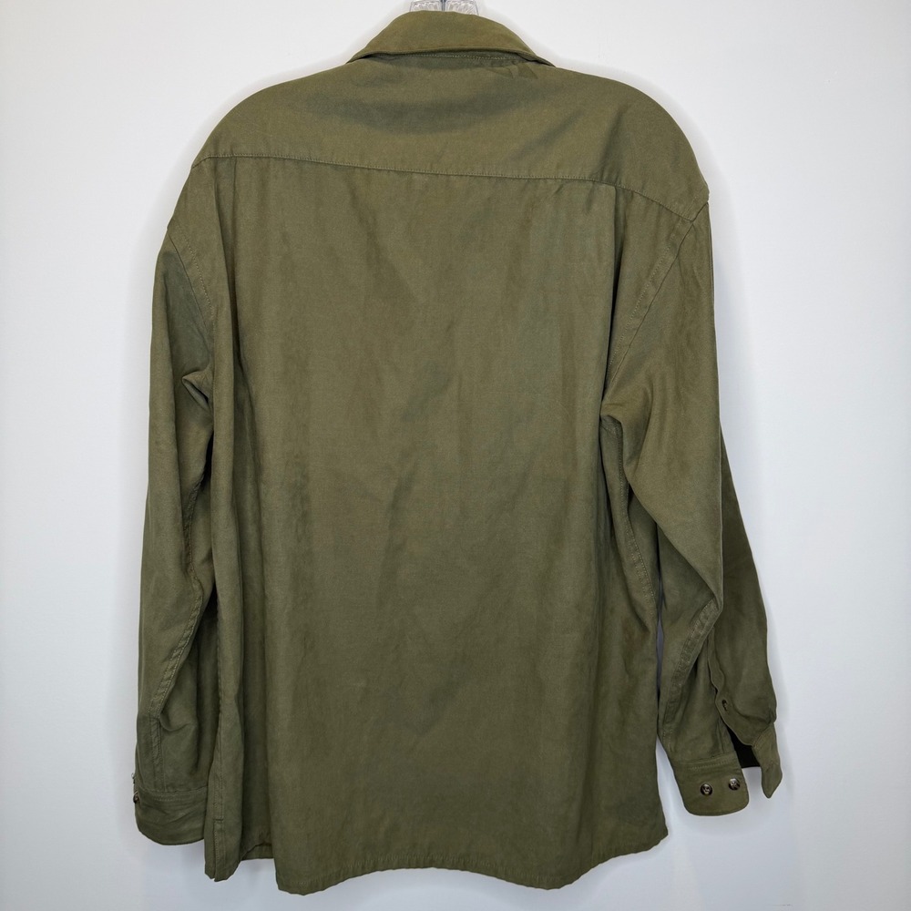 Preswick Moore Sport Soft Suede Button Up Long Sleeve‎ Shirt Men's Large Green - Picture 2 of 4